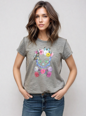 The Reverse Slub Garden Party Skull Tee